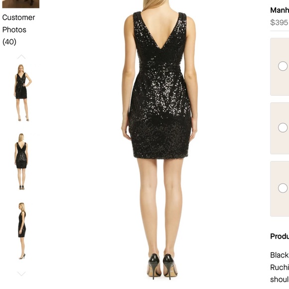 Badgley Mischka Black Sequin Knee Length Cocktail Dress - Picture 2 of 6